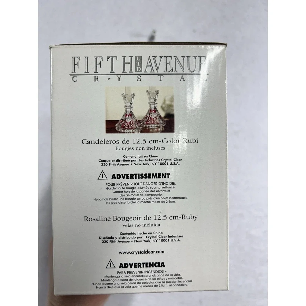 Fifth Avenue Crystal Candle Holders Red Accent Set Of 2